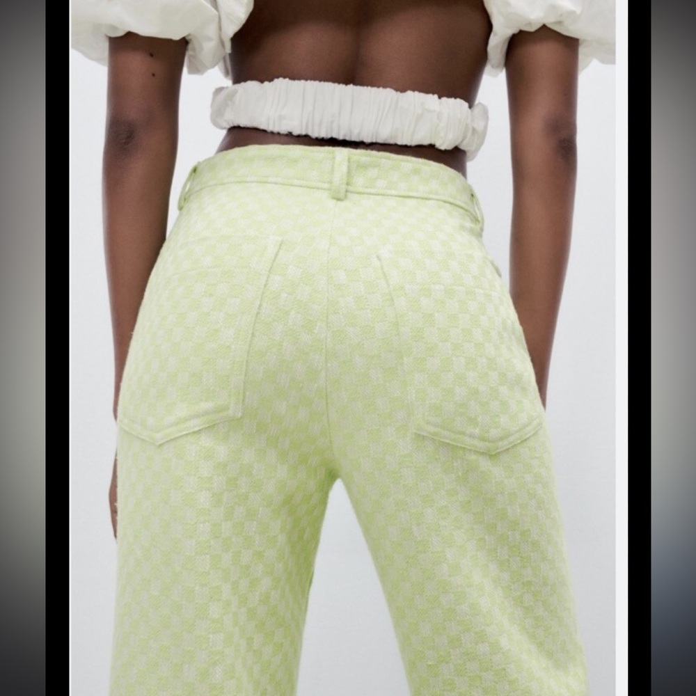 ZARA Gingham Straight Leg Pants